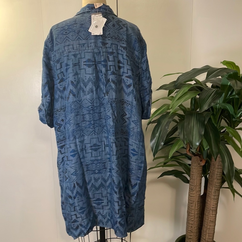 Philosophy short sleeve blue Aztec print midi dress with pockets - Picture 4 of 8